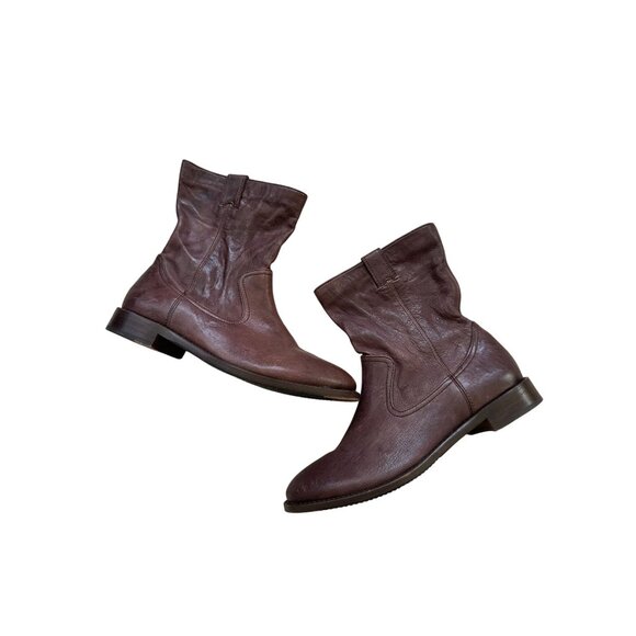 JOHNSTON & MURPHY Brown Leather Flat Ankle Boots Size 7 - Picture 2 of 7